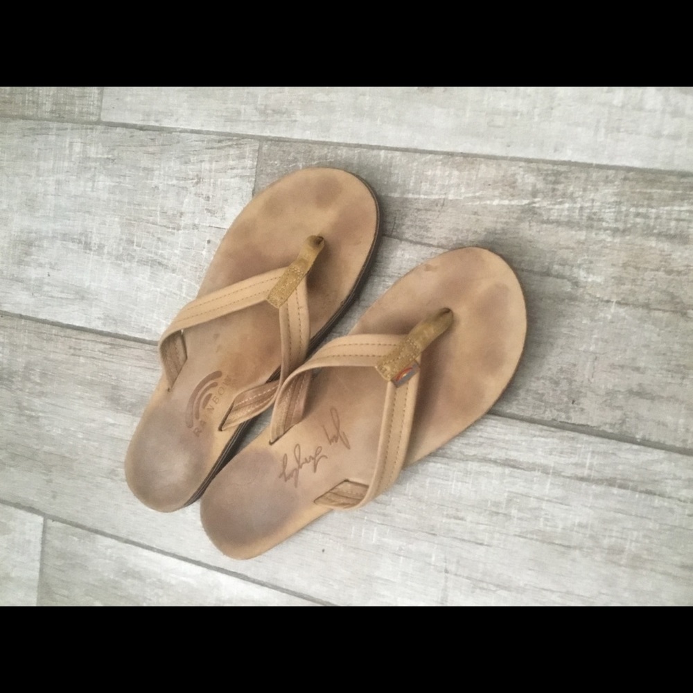 Rainbow flip flops